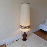 lampe de sol vintage pied en bois tourné