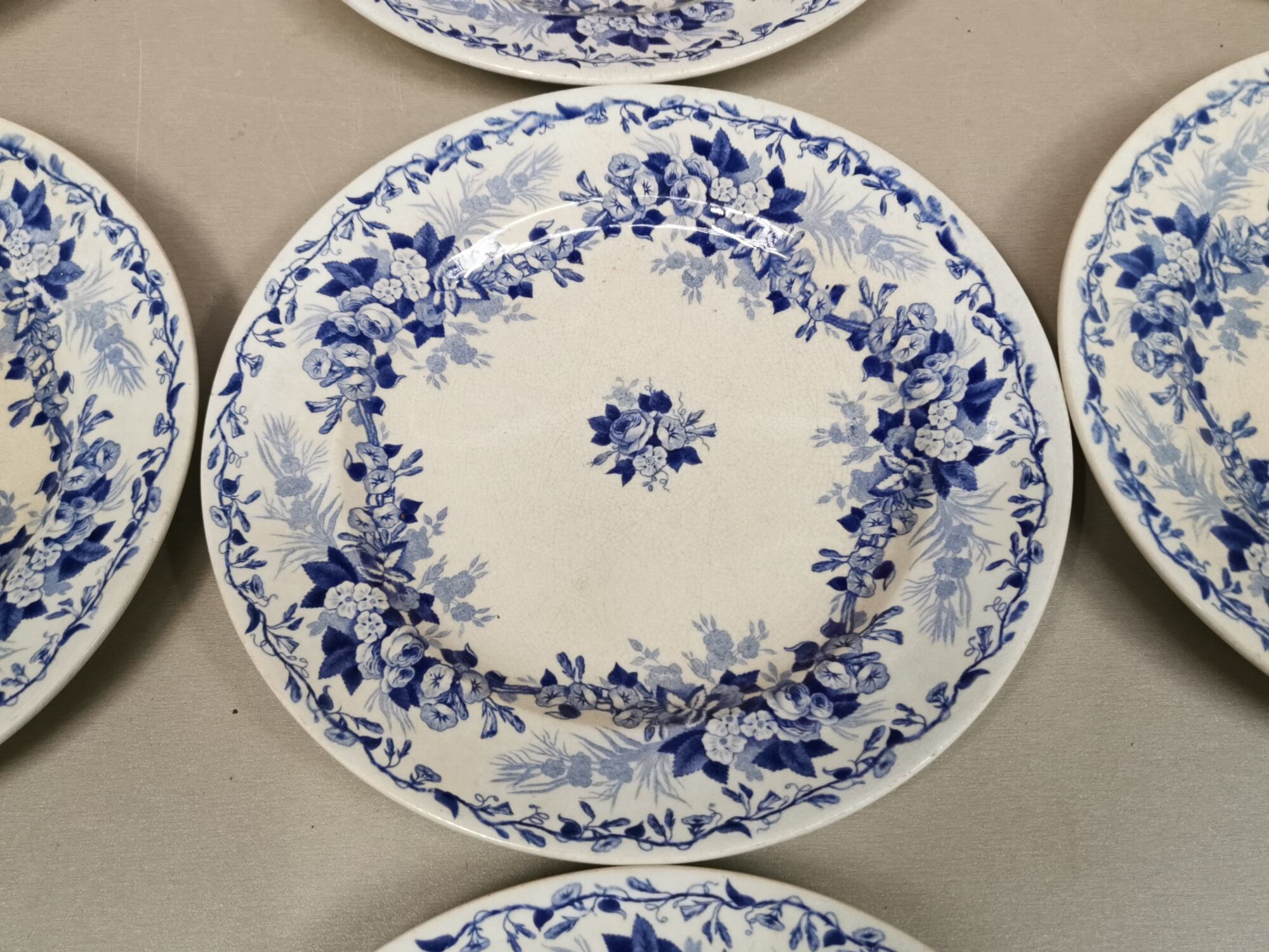 service of 12 old dessert plates in Rigal and Sanejouand faience