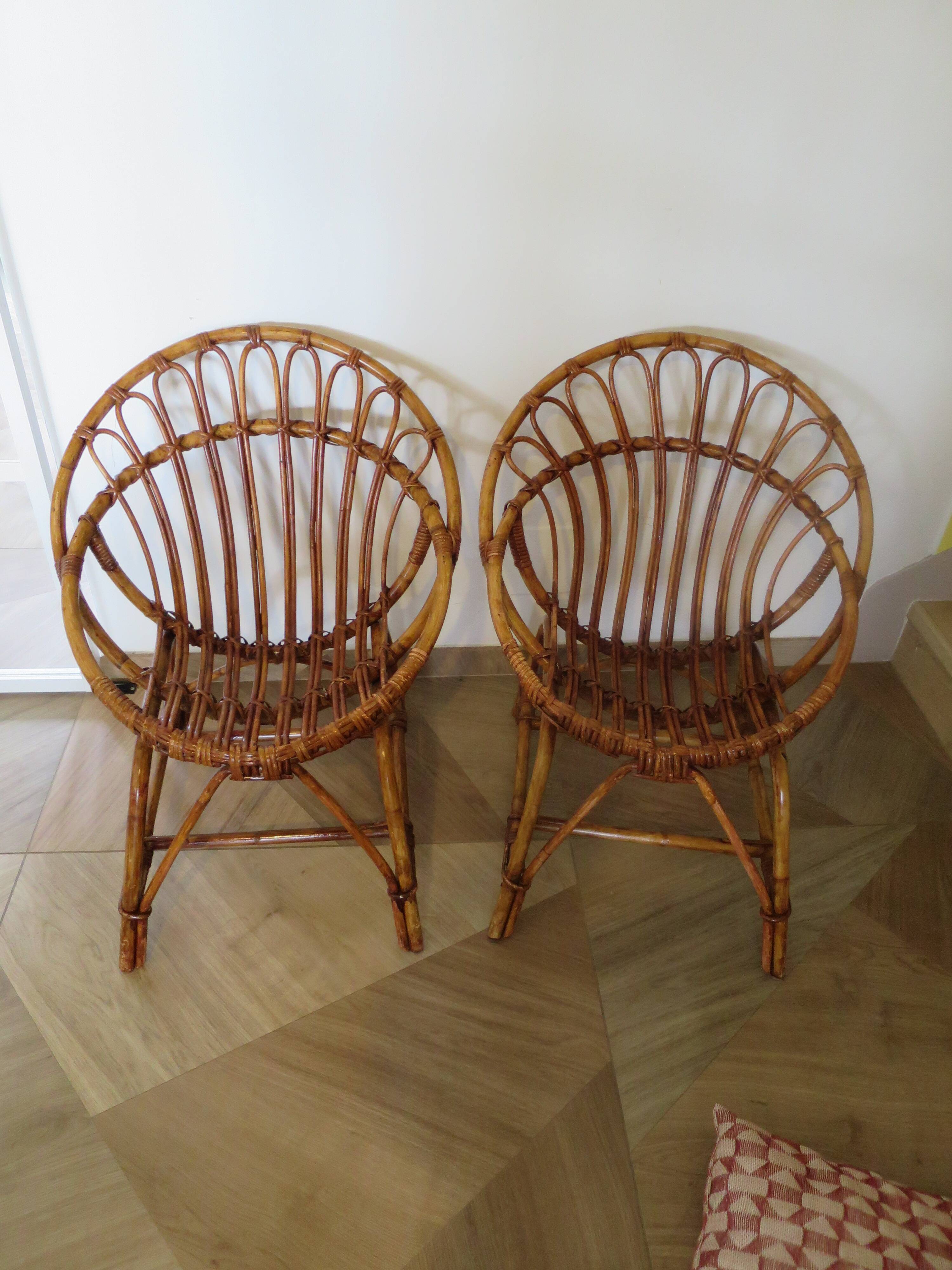 Rattan armchairs for children, 1980s
