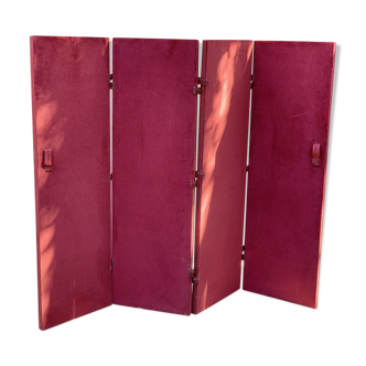 Old wooden screen covered with velvet 4 sheets