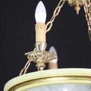 Masterpiece Art Deco design white alabaster chandelier circular wooden fram