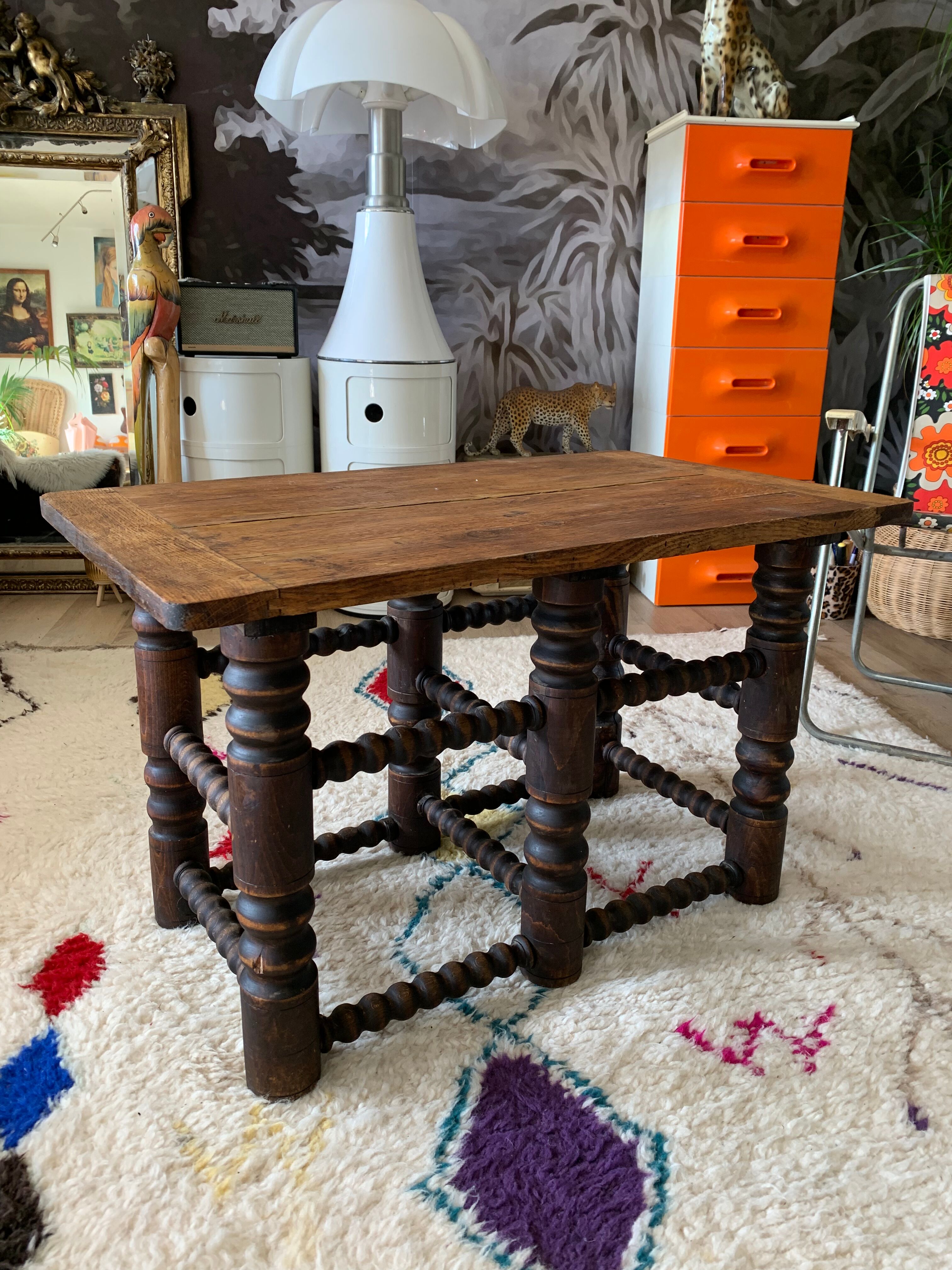 Old wood coffee table turned