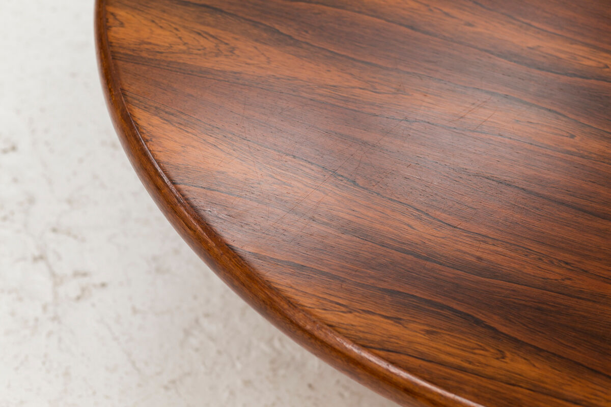 Table basse ronde en palissandre Danemark années 1960