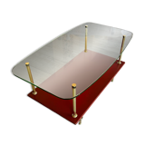 Vintage glass and brass coffee table