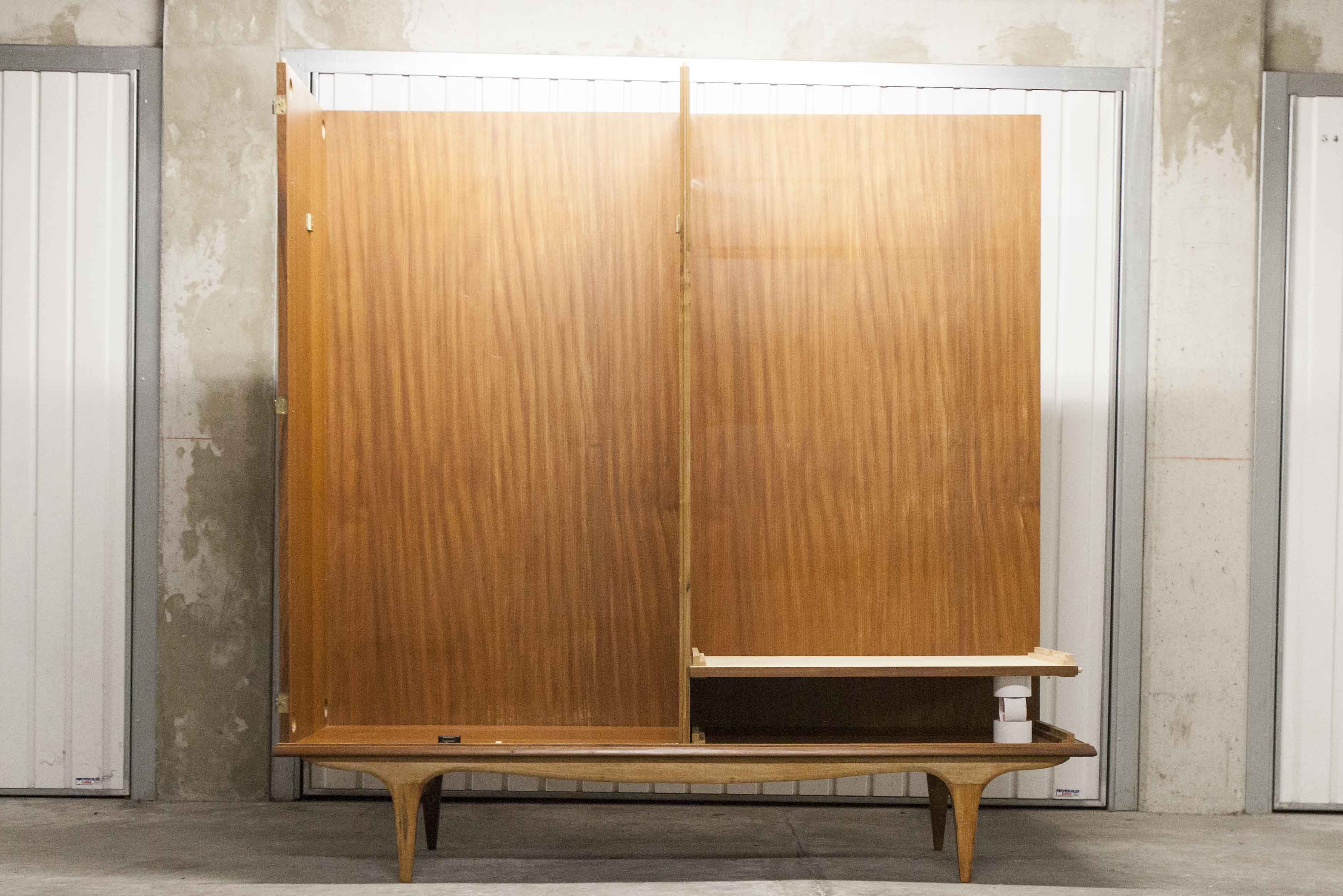Scandinavian teak cabinet 1960 with mounting plan