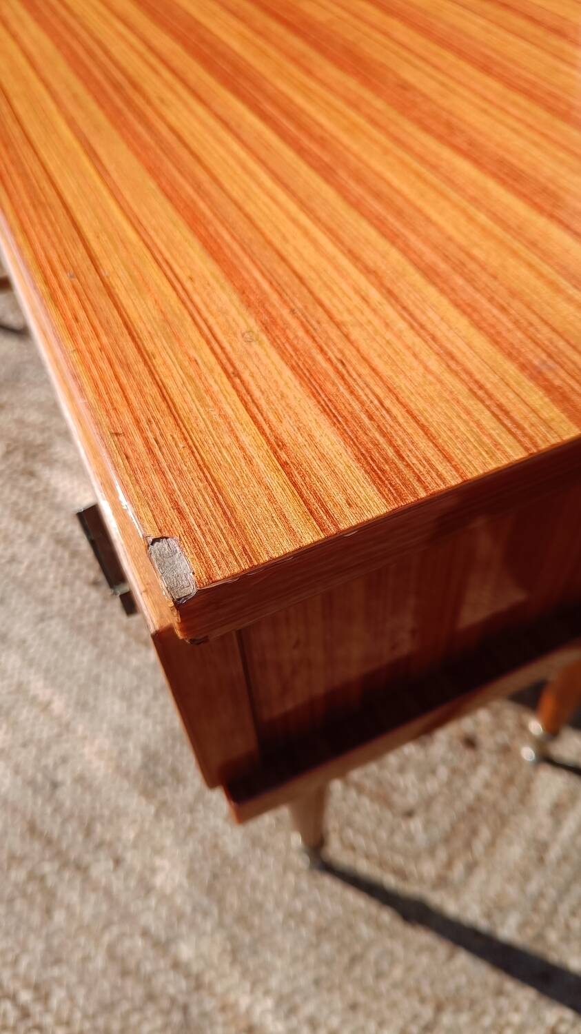Pair of cherry wood marquetry bedside tables