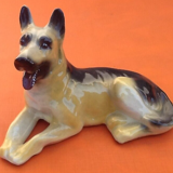 1970s zoomorphic sculpture glazed ceramics german shepherd dog