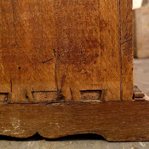 Antique small Linen in carved oak