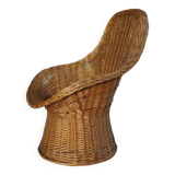 Fauteuil corbeille en osier pour enfant pour Rohe années 60 design Wim Den