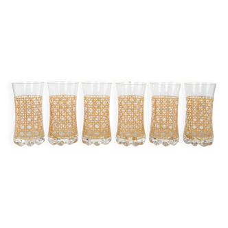 Set of six glasses, Italian design, 1960s, manufactured in Italy