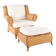 Large wicker armchair and its ottoman