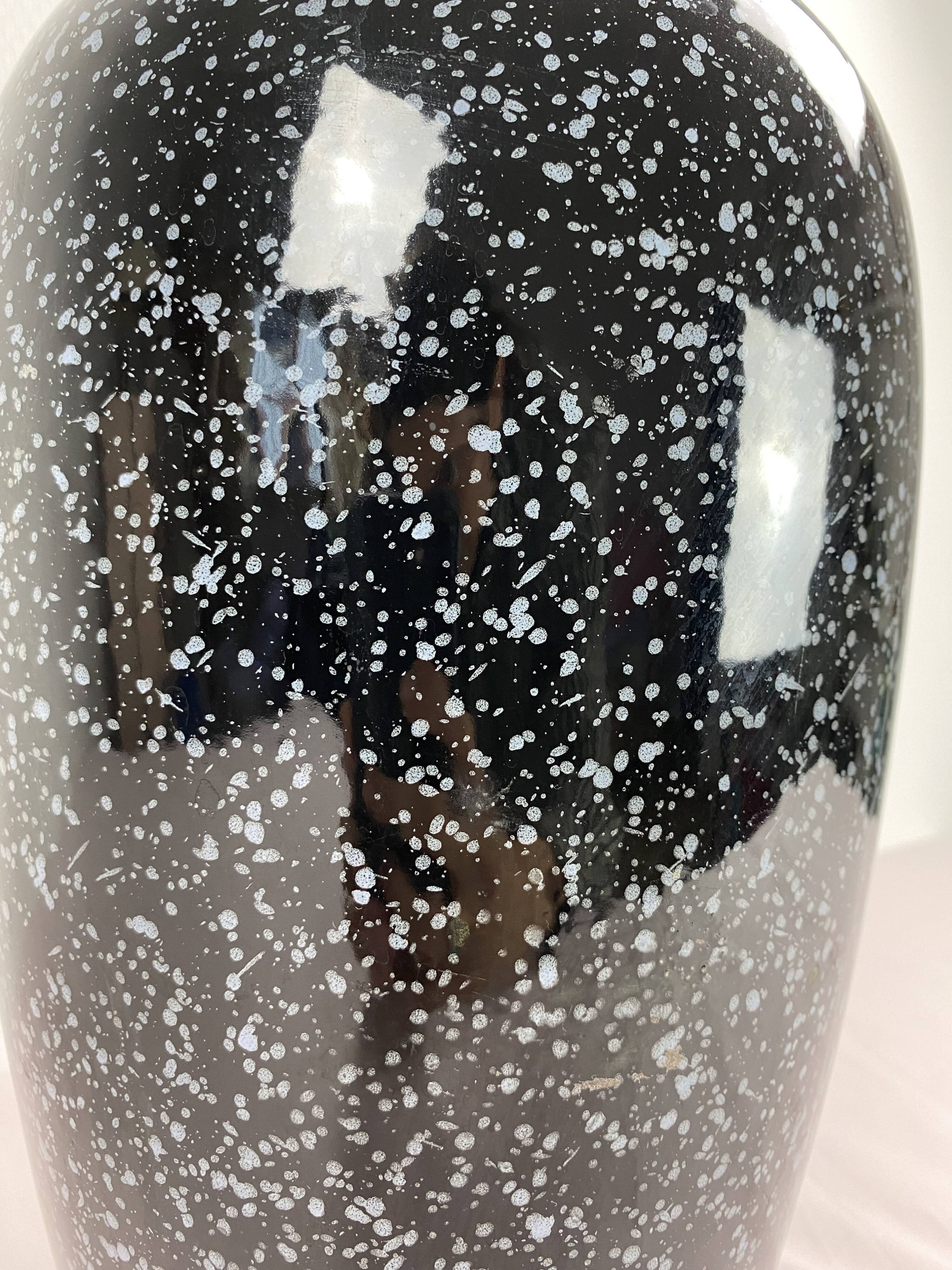 Black and white speckled vase