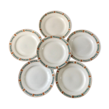 set of 6 flat plates Terre de Fer St Amand model "Molière" XXth