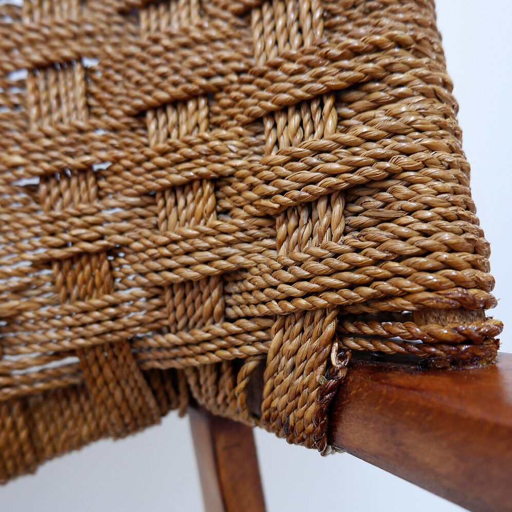 Pair of rope and wood armchairs - 1950s