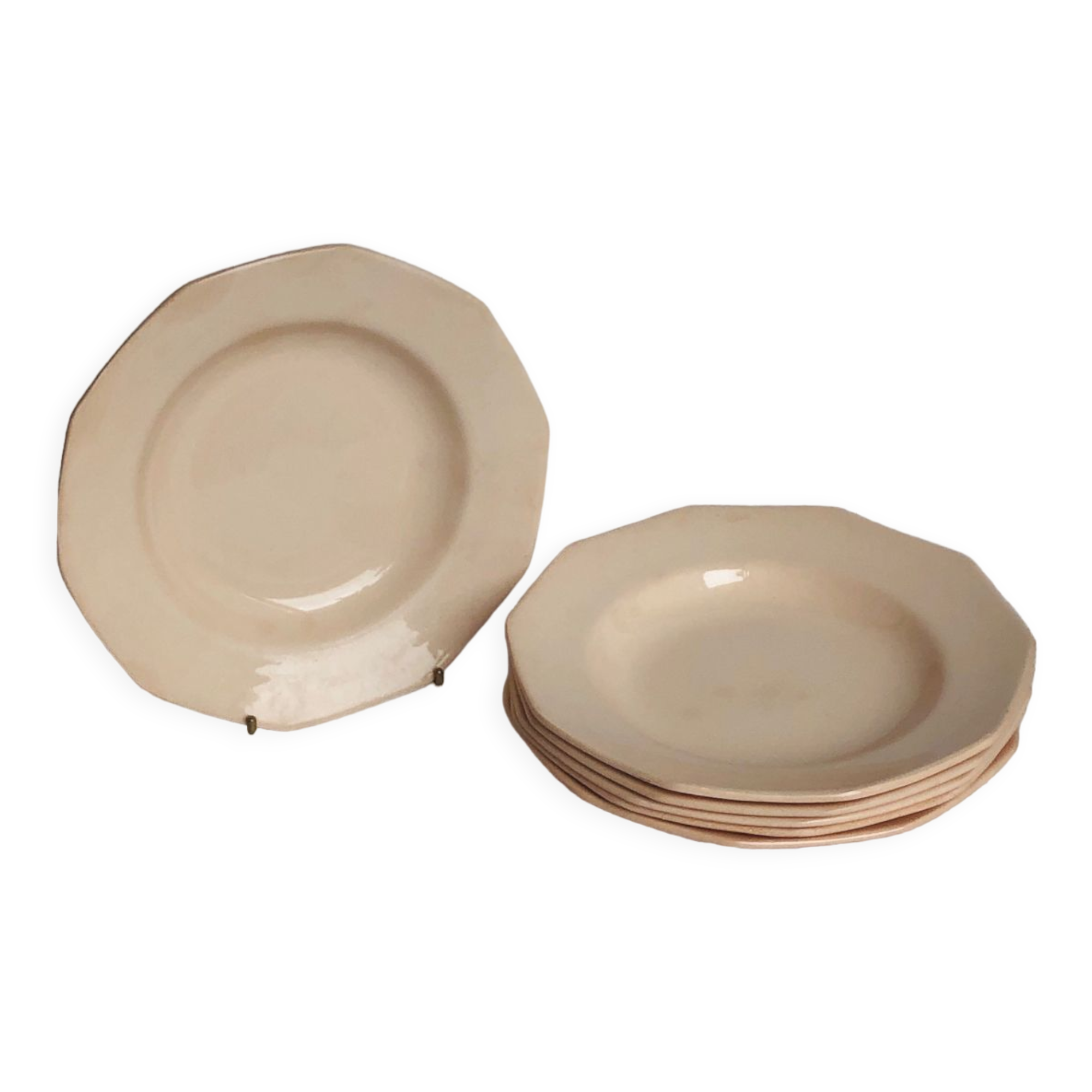 6 old hollow plates roses in iron earth