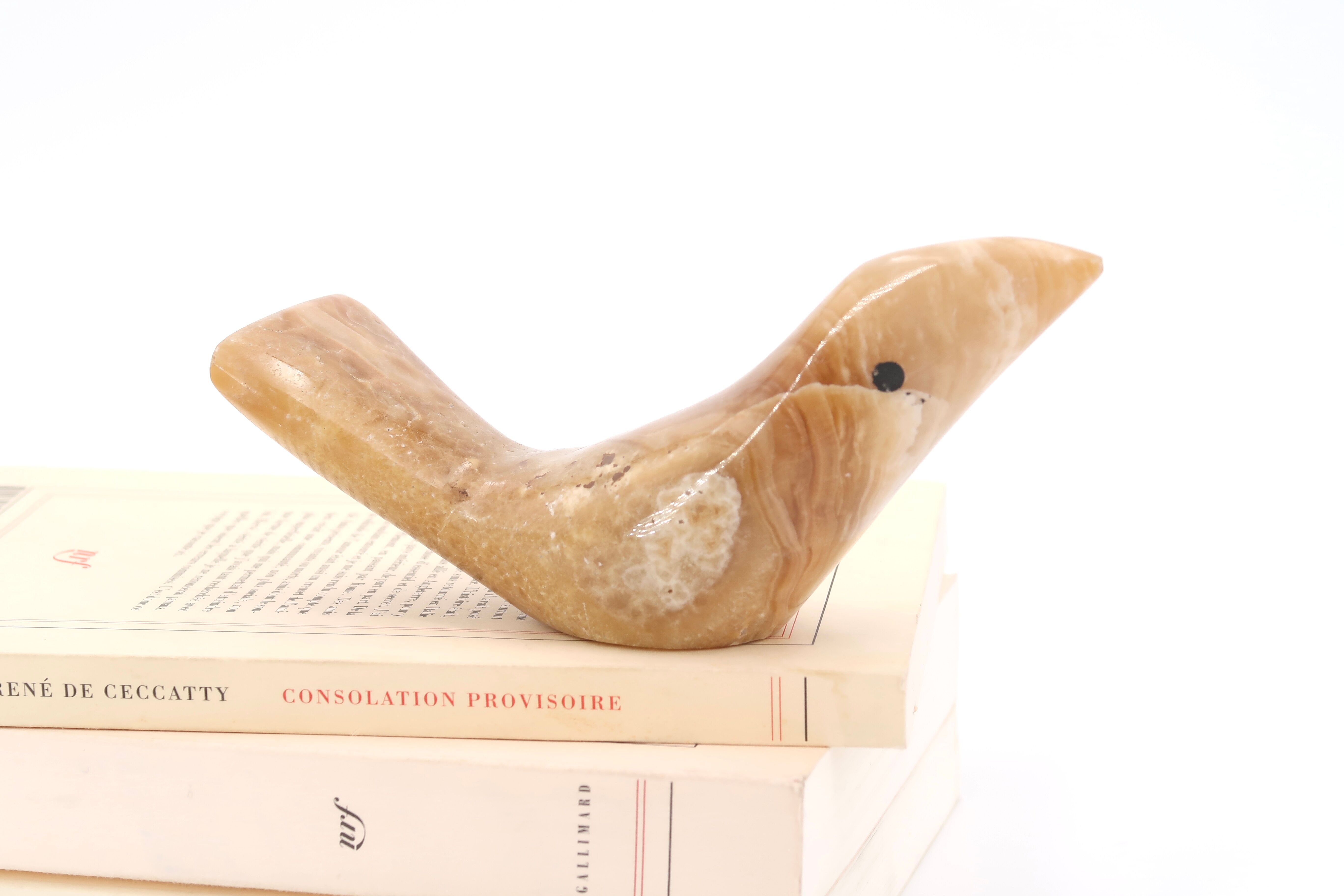 Moroccan alabaster bird paperweight, 70s