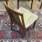 Suite of 4 teak chairs with canned backrest