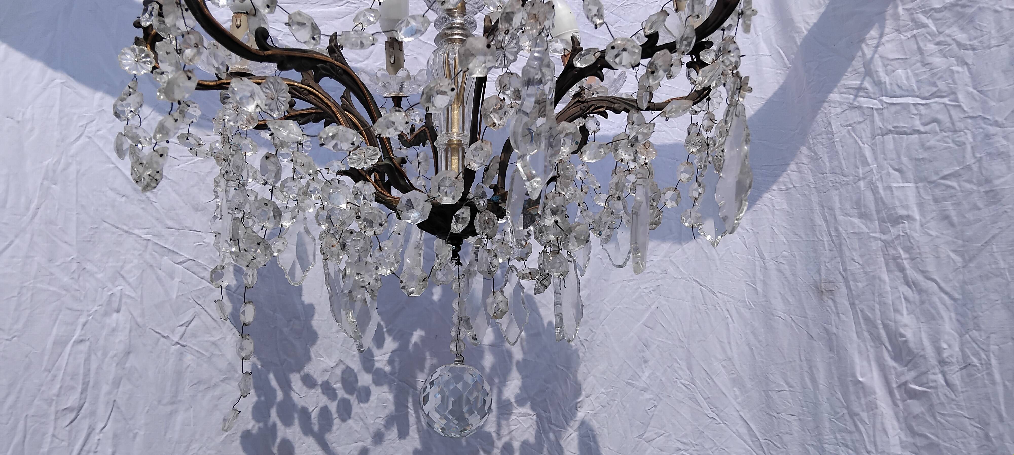 4 vintage crystal chandelier pendants