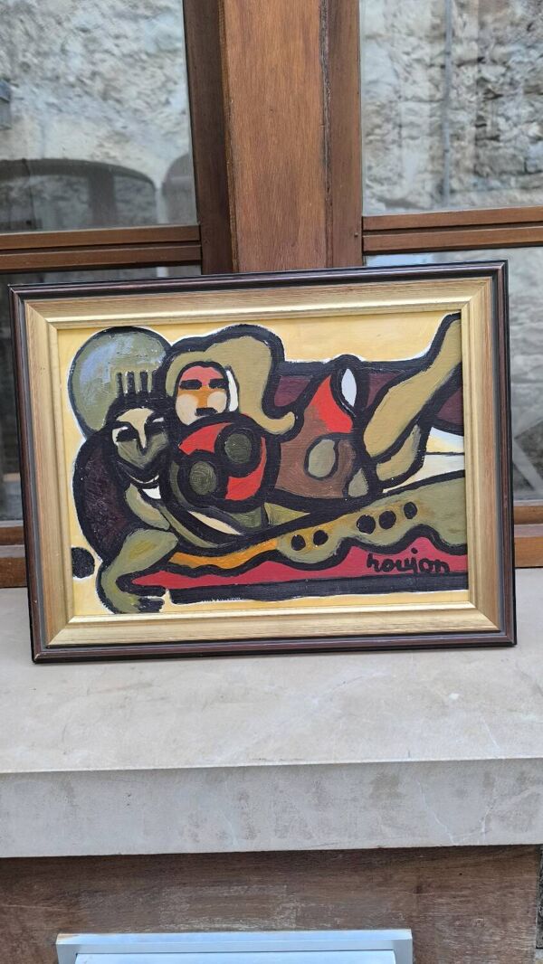Huile sur carton par Guy Rougon 1970