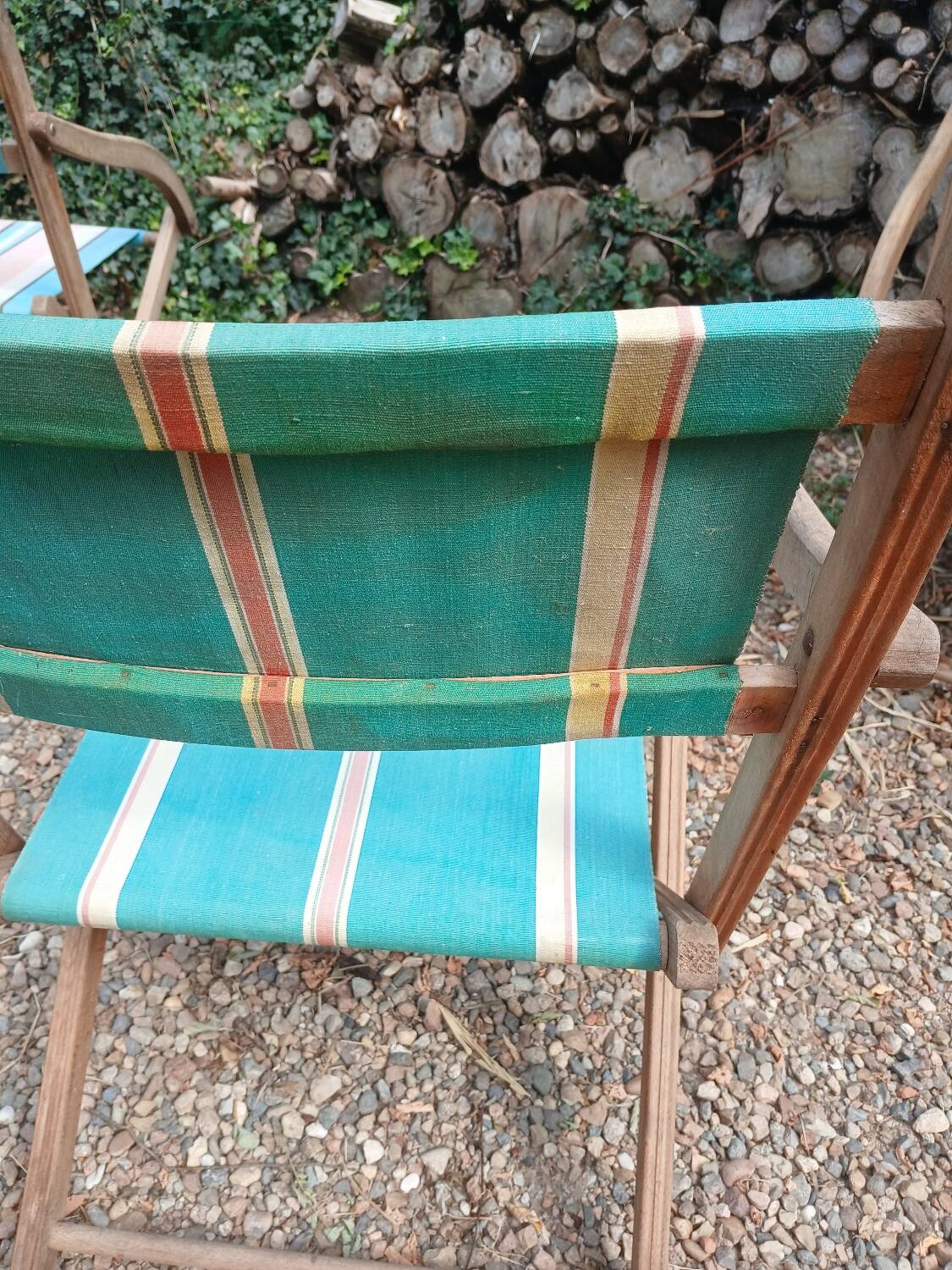 3 antique folding garden armchairs