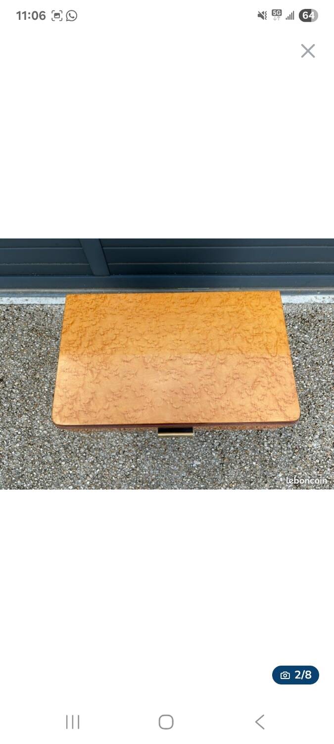 Vintage side table – 1950s/60s – burl wood & splayed legs