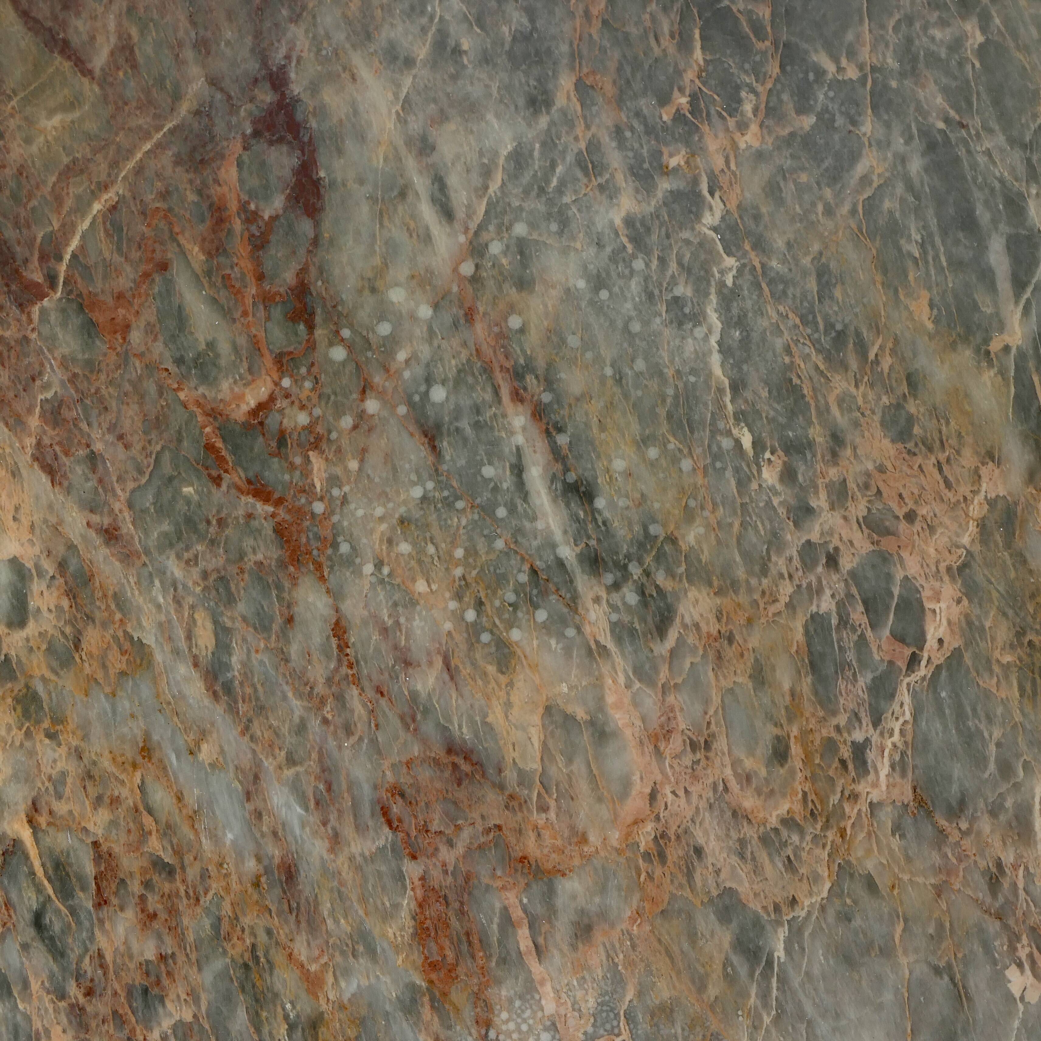 Coffee table in green marble and coral