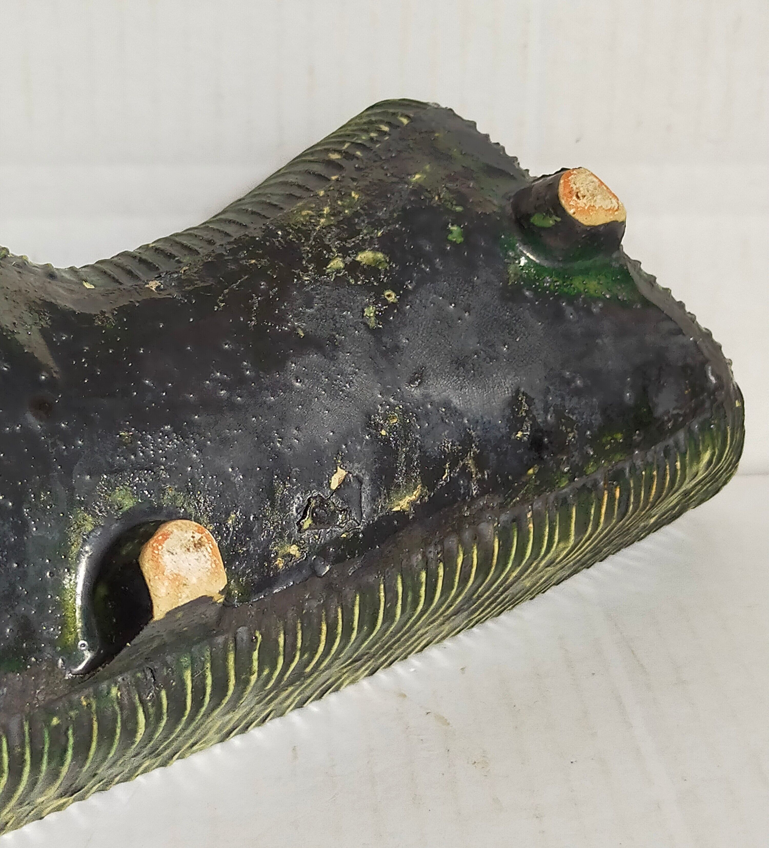 Vintage free-form tripod ceramic cactus planter