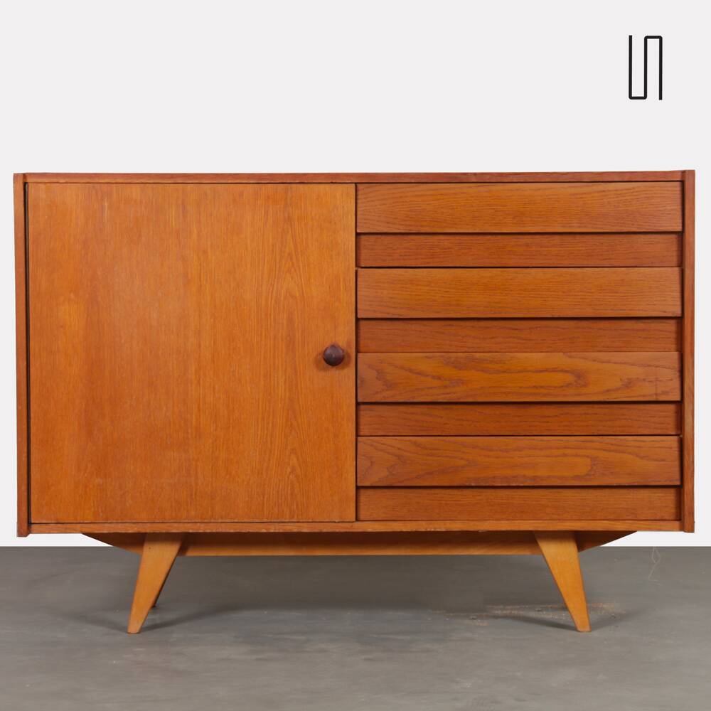 Vintage oak storage by Jiri Jiroutek, model U-458, 1960s