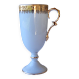 6 tall cups - Empire style - white and gold Limoges porcelain