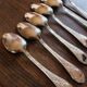 A set of 6 forks + 6 spoons silver metal foliage