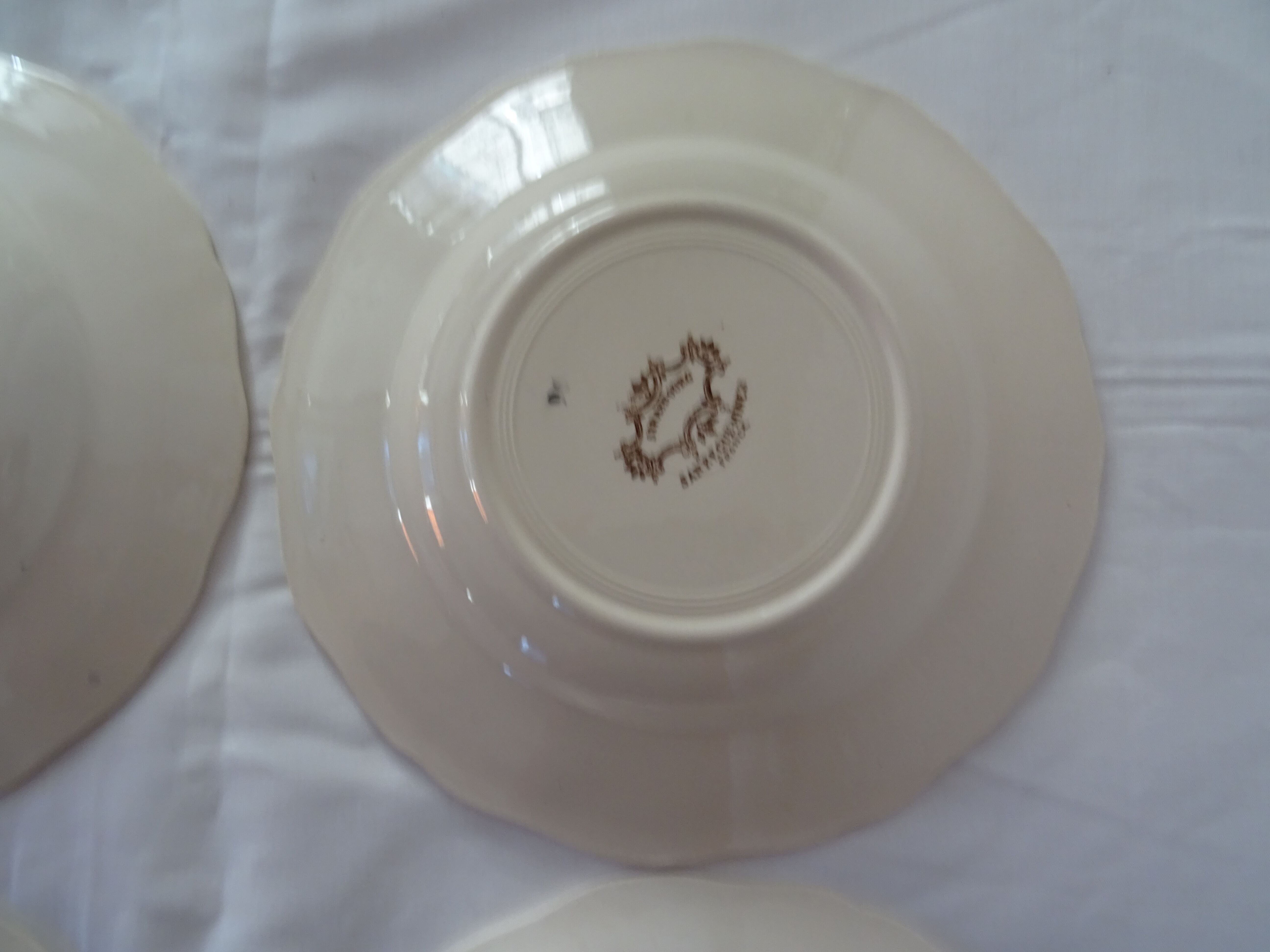 4 plates sarreguemines, hollow faience flowers strasbourg