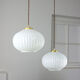 Suspension vintage en verre opalin & laiton
