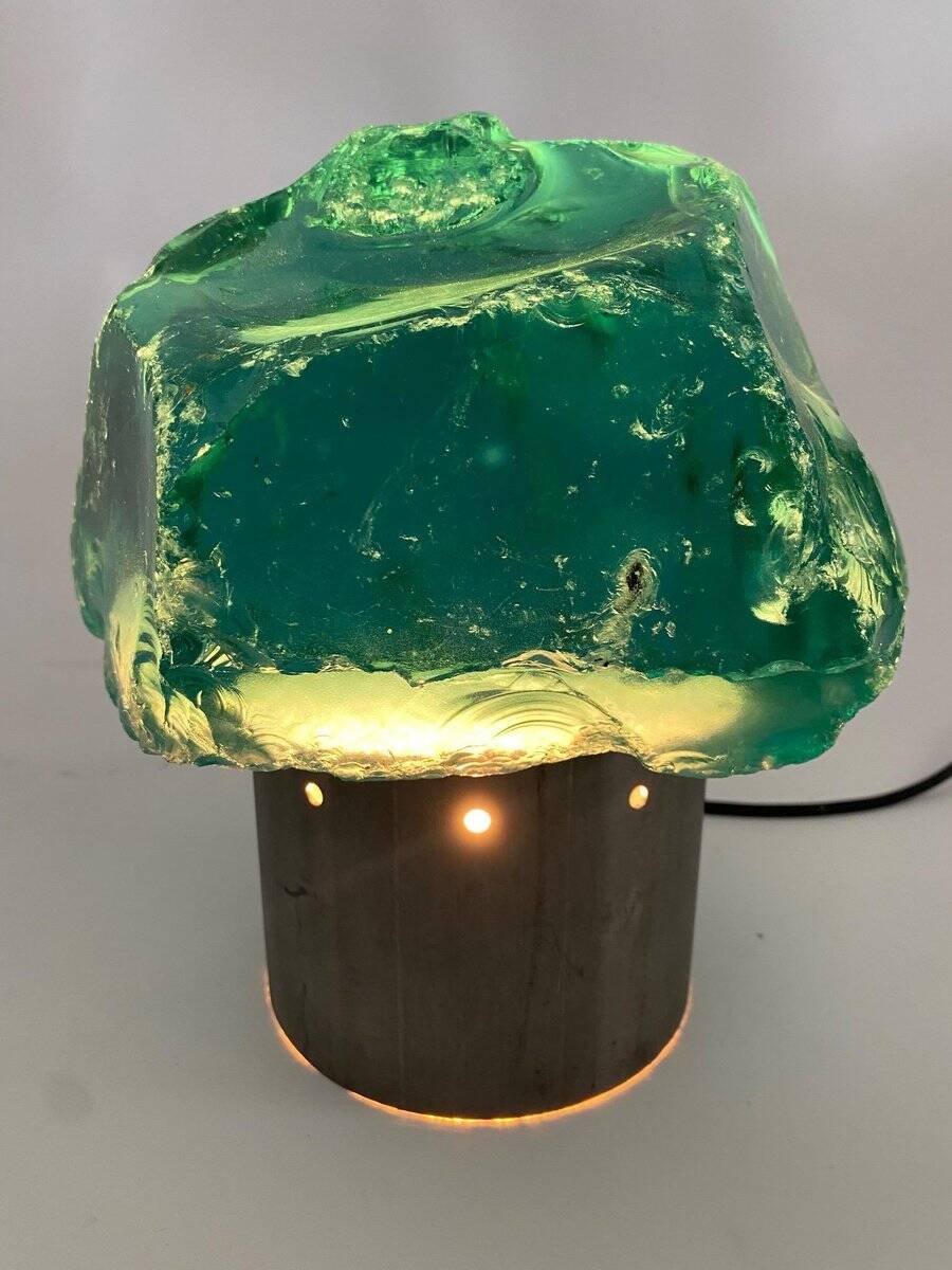 Vintage Table Lamp in Saint Gobain Glass in the style of Max Ingrand, 1960s