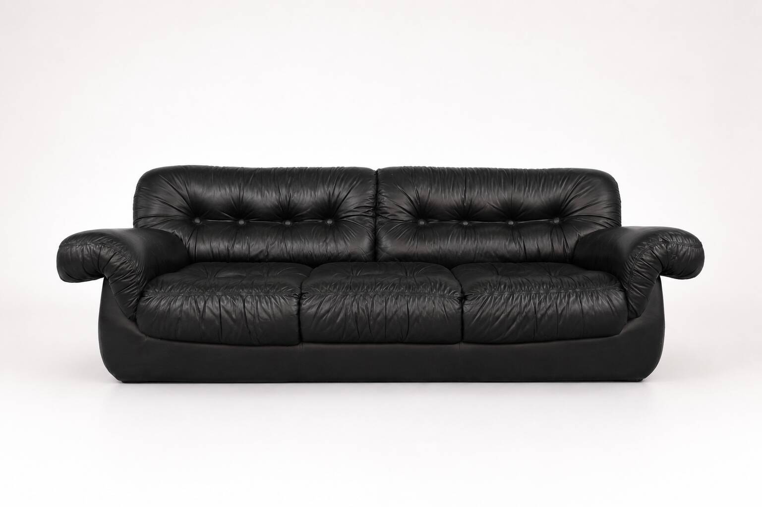 1970’s Vintage Italian design black leather sofa from PelleRossi