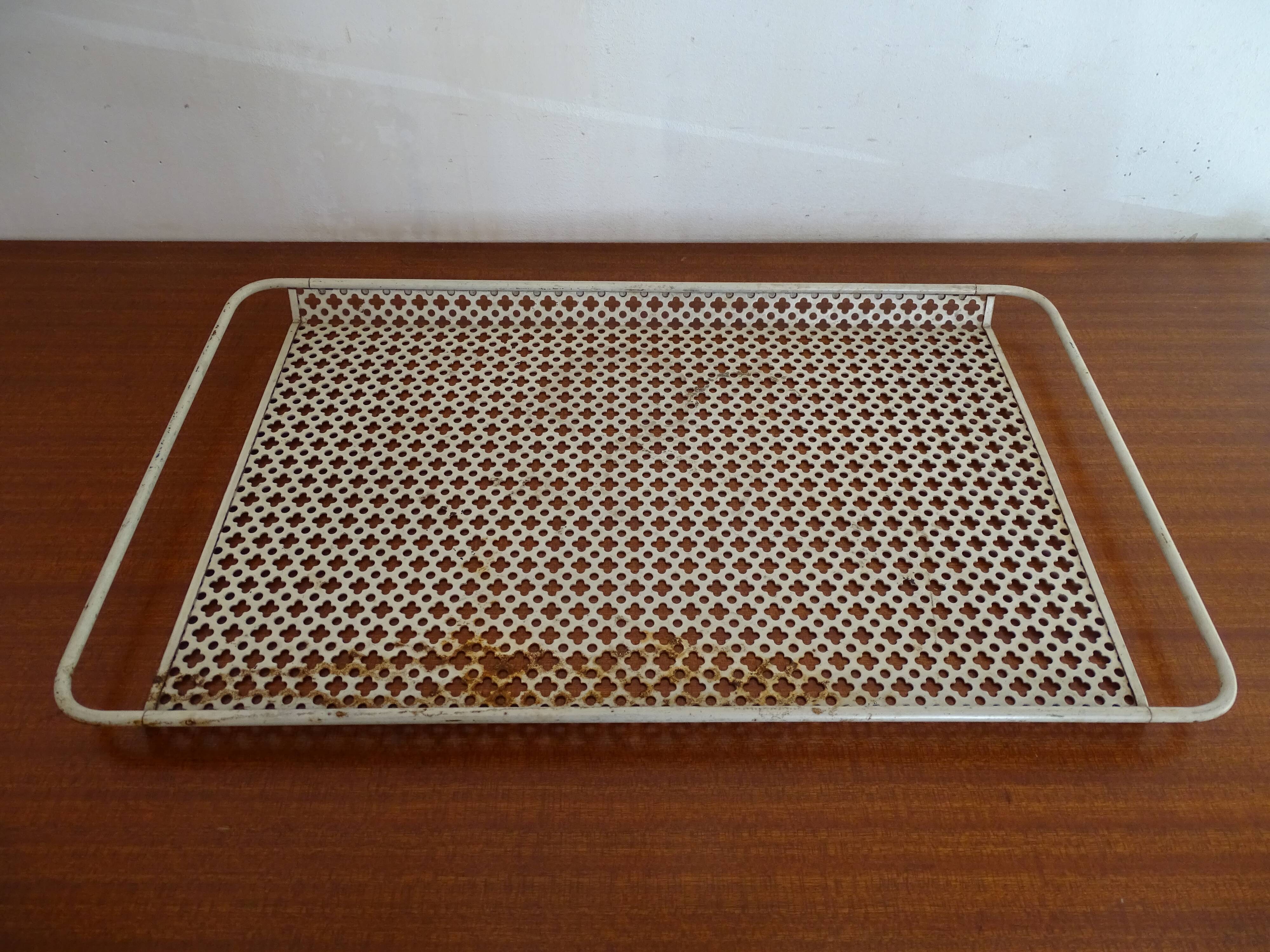 White perforated metal tray Mathieu Mategot design 1950 - To renovate