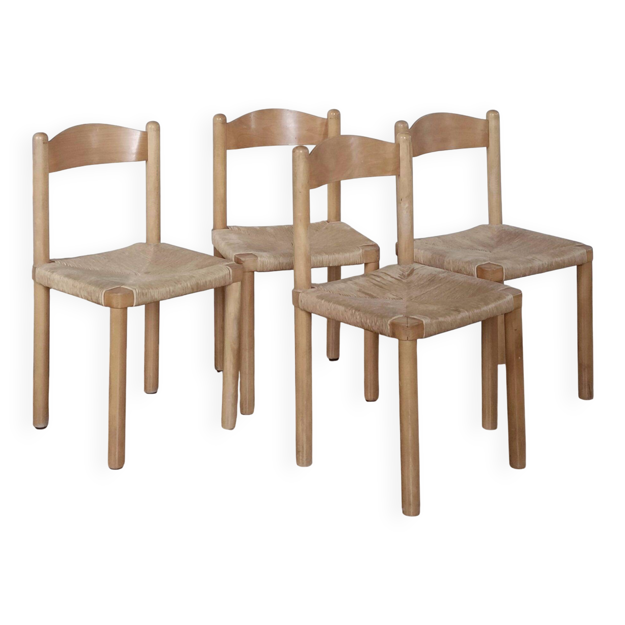 Série de 4 chaises scandinaves assise corde années 60