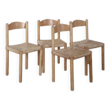 Série de 4 chaises scandinaves assise corde années 60