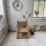 Moroccan wooden and rope armchair