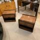 Art Deco Bedside Tables 1980s Zebra Oak Wood Vintage Drawers Lacquered