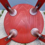 Set of 10 red wooden chairs by Bruno Rey for Kusch&Co