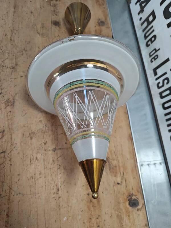 vintage conical glass pendant