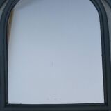 Sage green painted rattan mirror