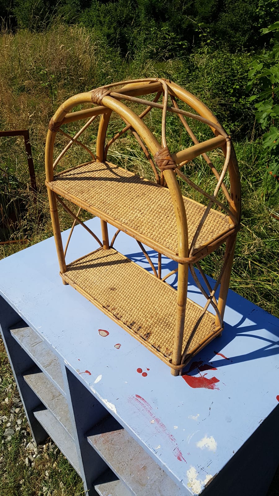 Étagère vintage rotin