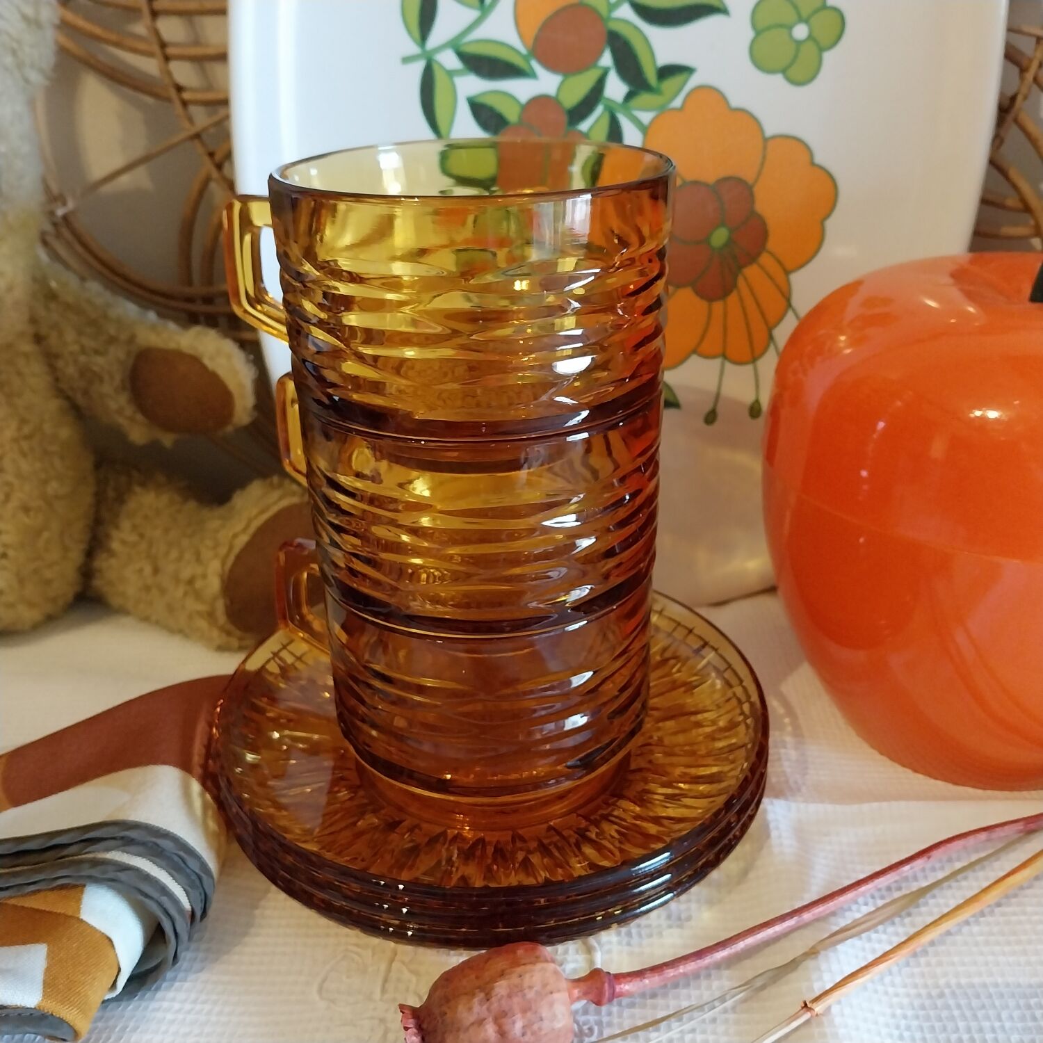 Large vintage glass cups by Vereco