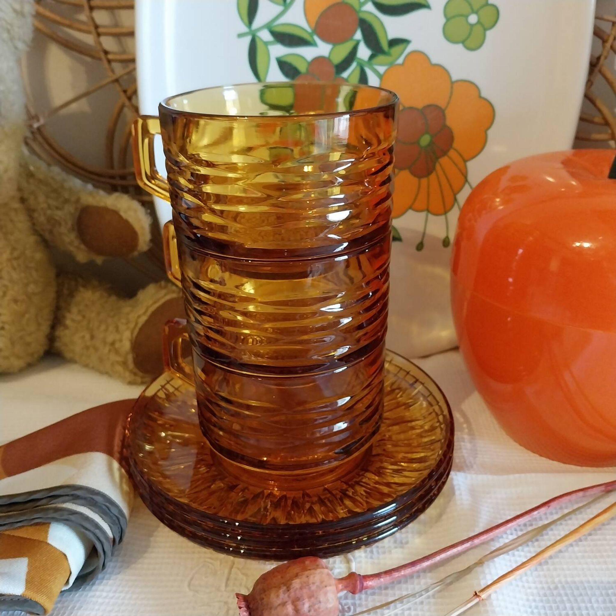 Large vintage glass cups by Vereco