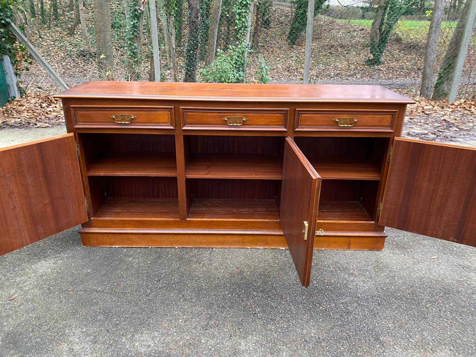 Louis Philippe wooden enfilade with 3 doors, 235cm, 1960.