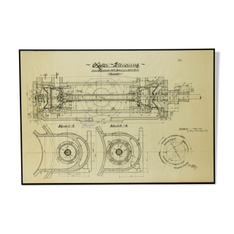 Dessin technique original de compresseur, 1925