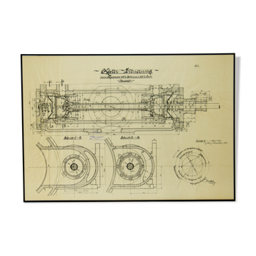 Dessin technique original de compresseur, 1925