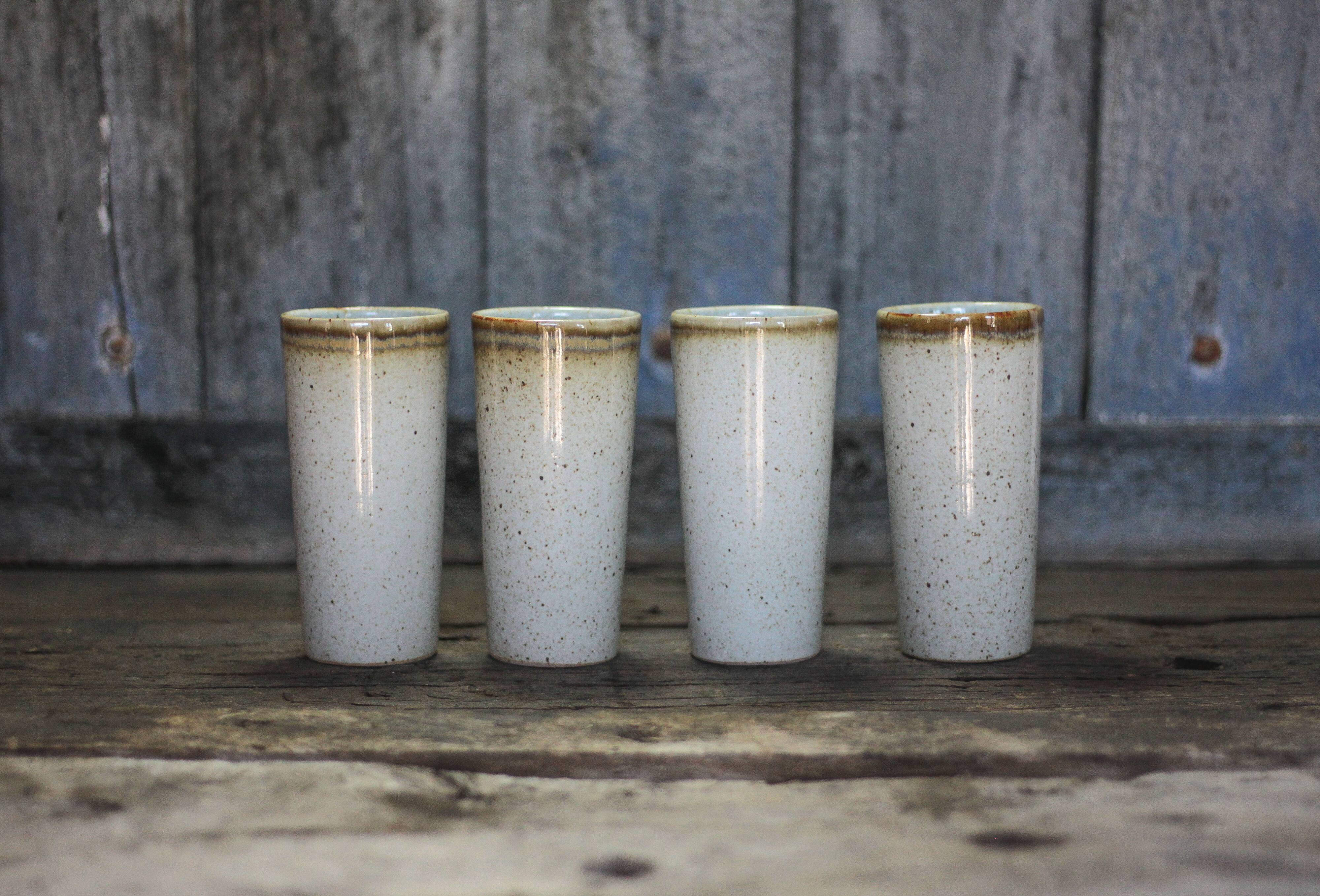 Ceramic cup set signed by Jean Austruy X 4, large ceramic cup.
