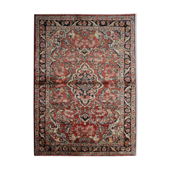 Traditional persian area rug handwoven red wool carpet rug- 130x220cm